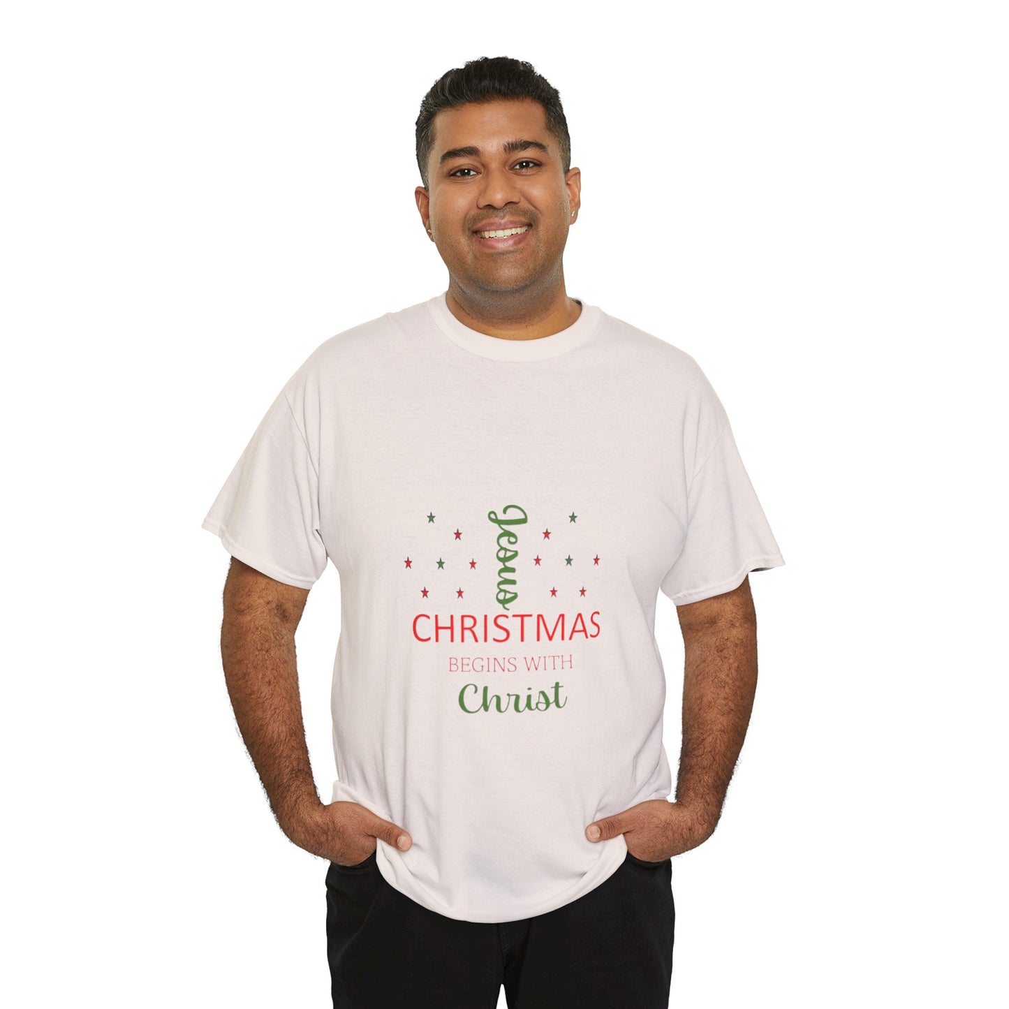 Christmas Begins With Christ Unisex Heavy Cotton Tee