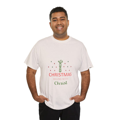 Christmas Begins With Christ Unisex Heavy Cotton Tee