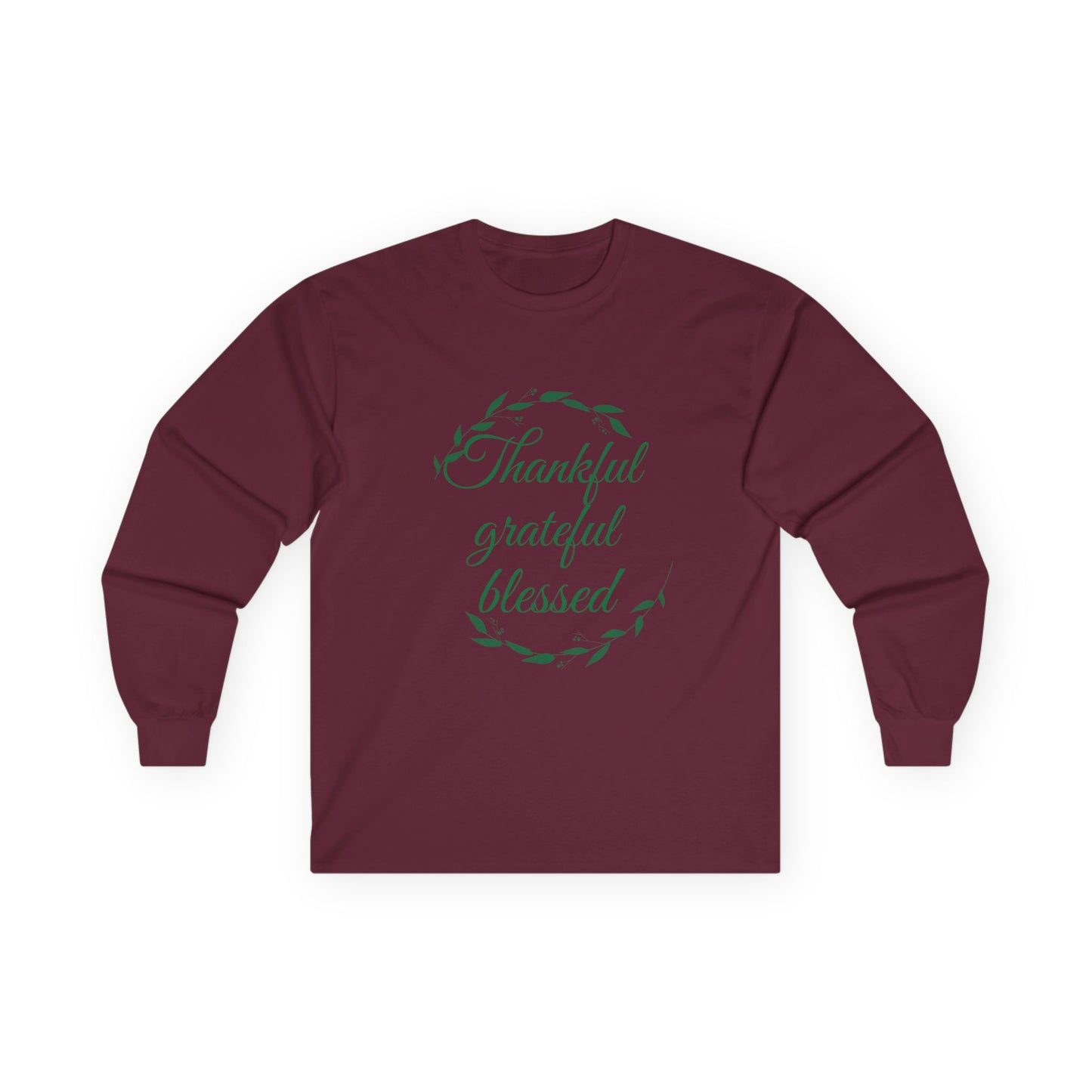 Thankful Grateful Blessed Long Sleeve Tee — Thanksgiving Fall Thankful Shirt