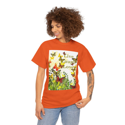 Live Laugh Love Butterfly T-Shirt — Floral Spring Garden Tee