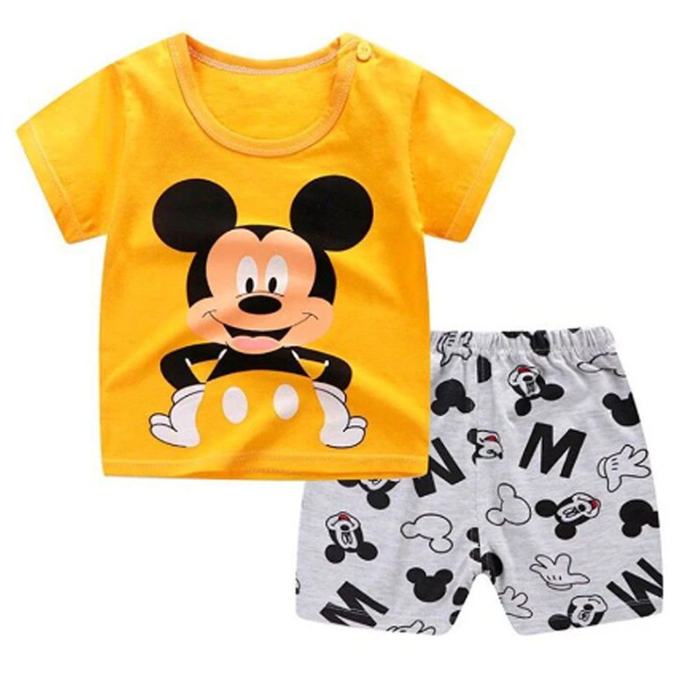the new cross-border children's cotton short-sleeved suit for infants and young children T need shorts suit for home wear