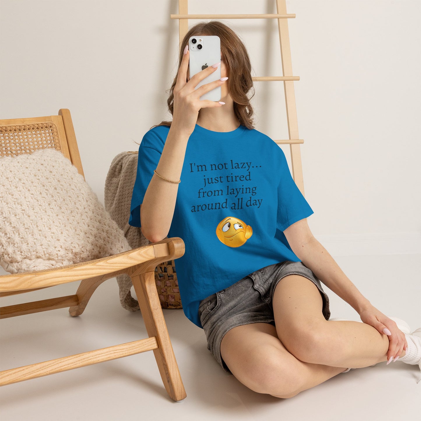 Funny "I'm Not Lazy" T-Shirt — Lazy Emoji Cotton Tee