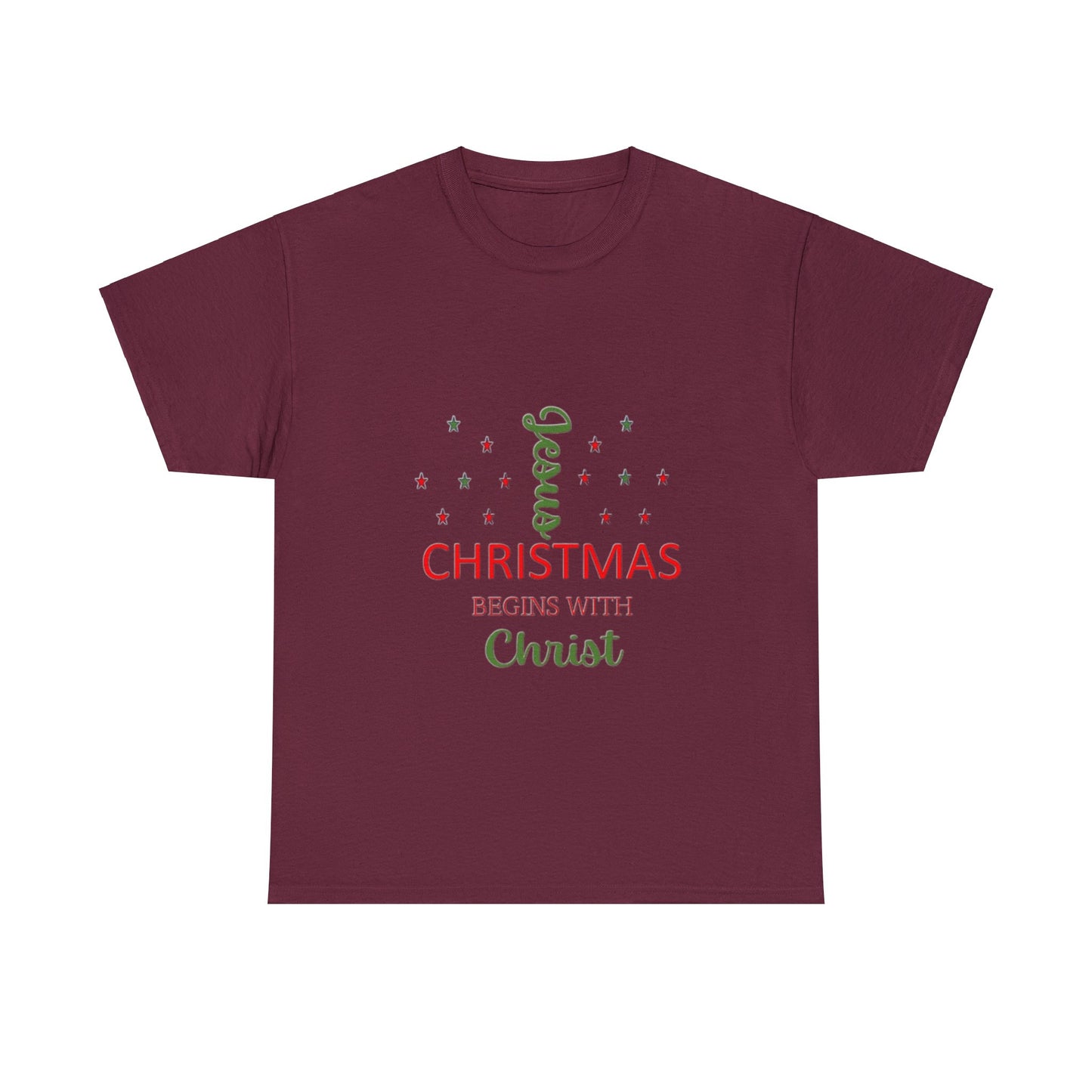 Christmas Begins With Christ Unisex Heavy Cotton Tee