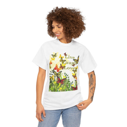Live Laugh Love Butterfly T-Shirt — Floral Spring Garden Tee