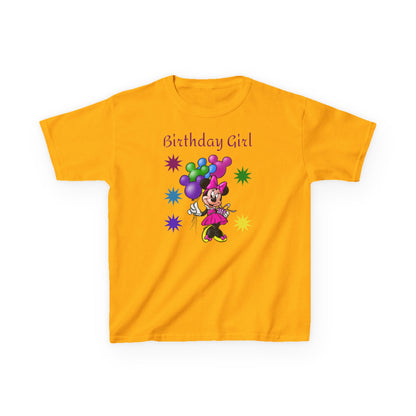 Kids Birthday Tee — "Birthday Girl" Minnie Balloon Party Shirt