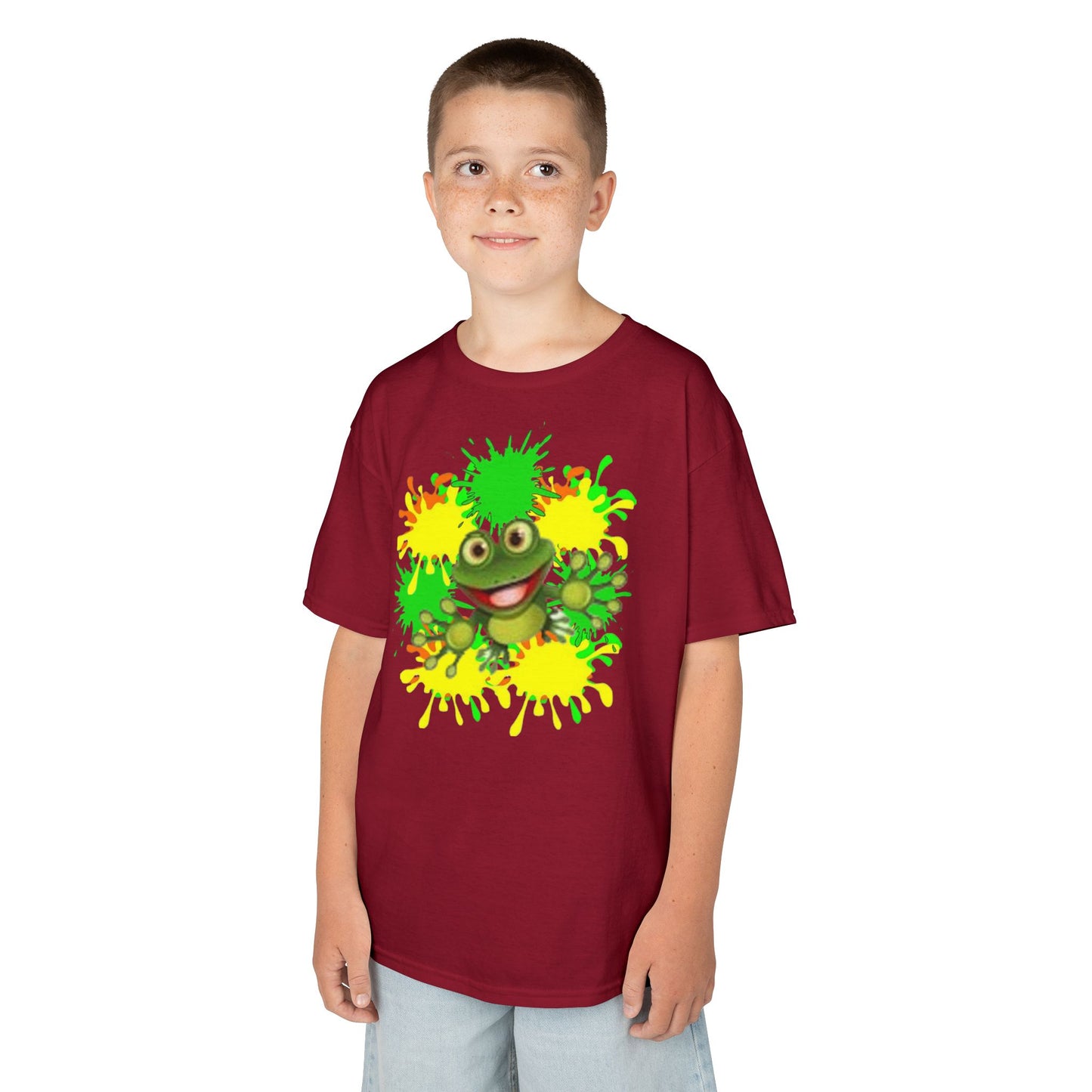 Kids Tee — Happy Green Monster Splash Graphic