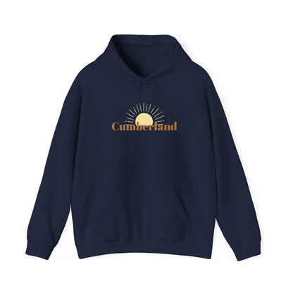 Cumberland Sunrise Hoodie — Retro Sun Graphic Hooded Sweatshirt