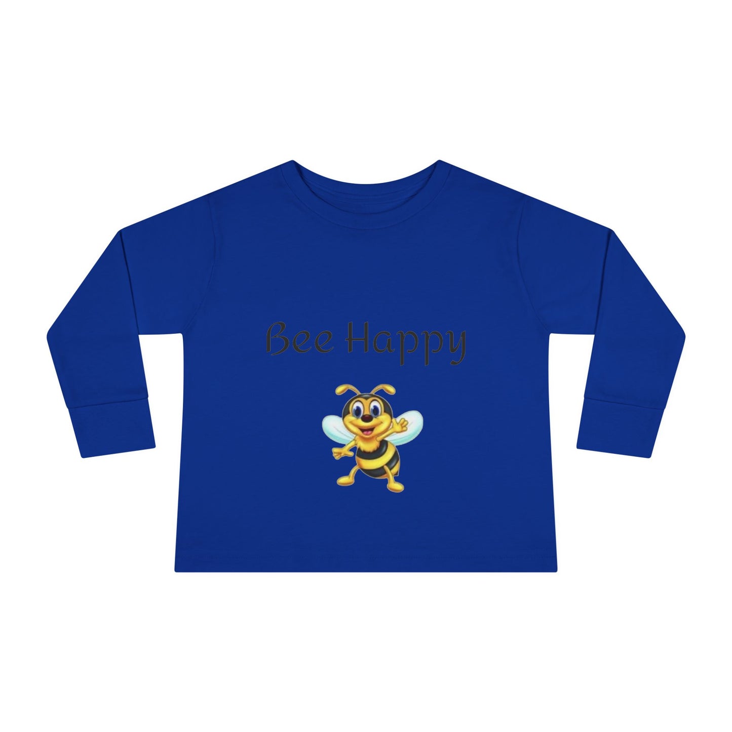 Toddler Long Sleeve Tee - "Bee Happy" Cute Bee Graphic Kids Shirt