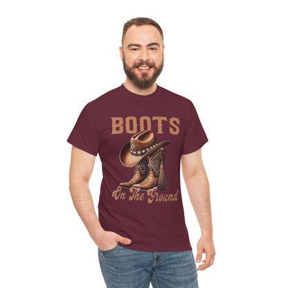 Cowboy Boots T-Shirt — "Boots On The Ground" Western Graphic Tee