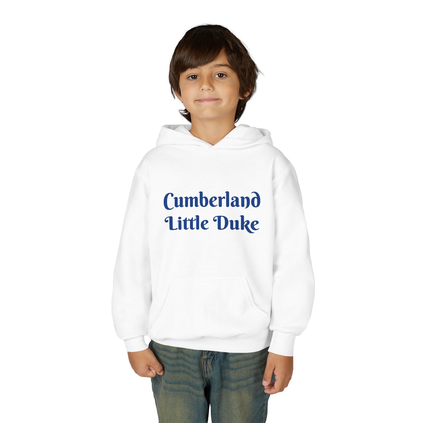 Youth Hoodie — "Cumberland Little Duke" Kids Pullover with Colorful Handprint Design