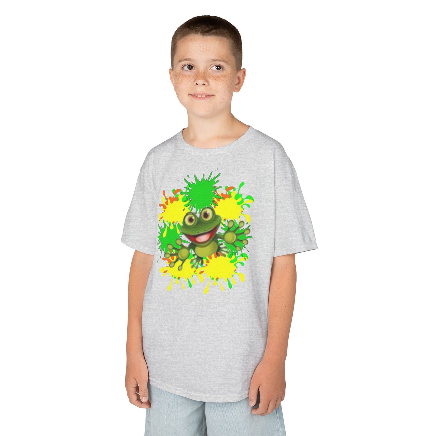 Kids Tee — Happy Green Monster Splash Graphic