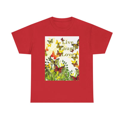 Live Laugh Love Butterfly T-Shirt — Floral Spring Garden Tee