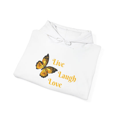 Butterfly "Live Laugh Love" Hoodie - Cozy Inspirational Graphic Sweatshirt