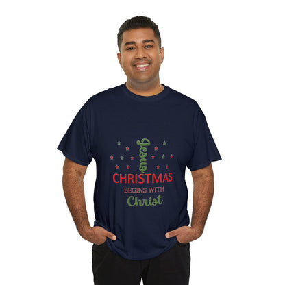 Christmas Begins With Christ Unisex Heavy Cotton Tee