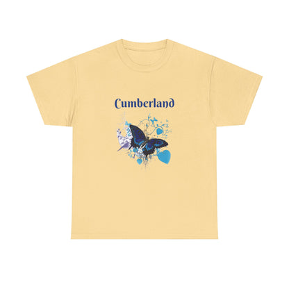 Cumberland Blue Butterfly Tee — Floral Heart Graphic T-Shirt
