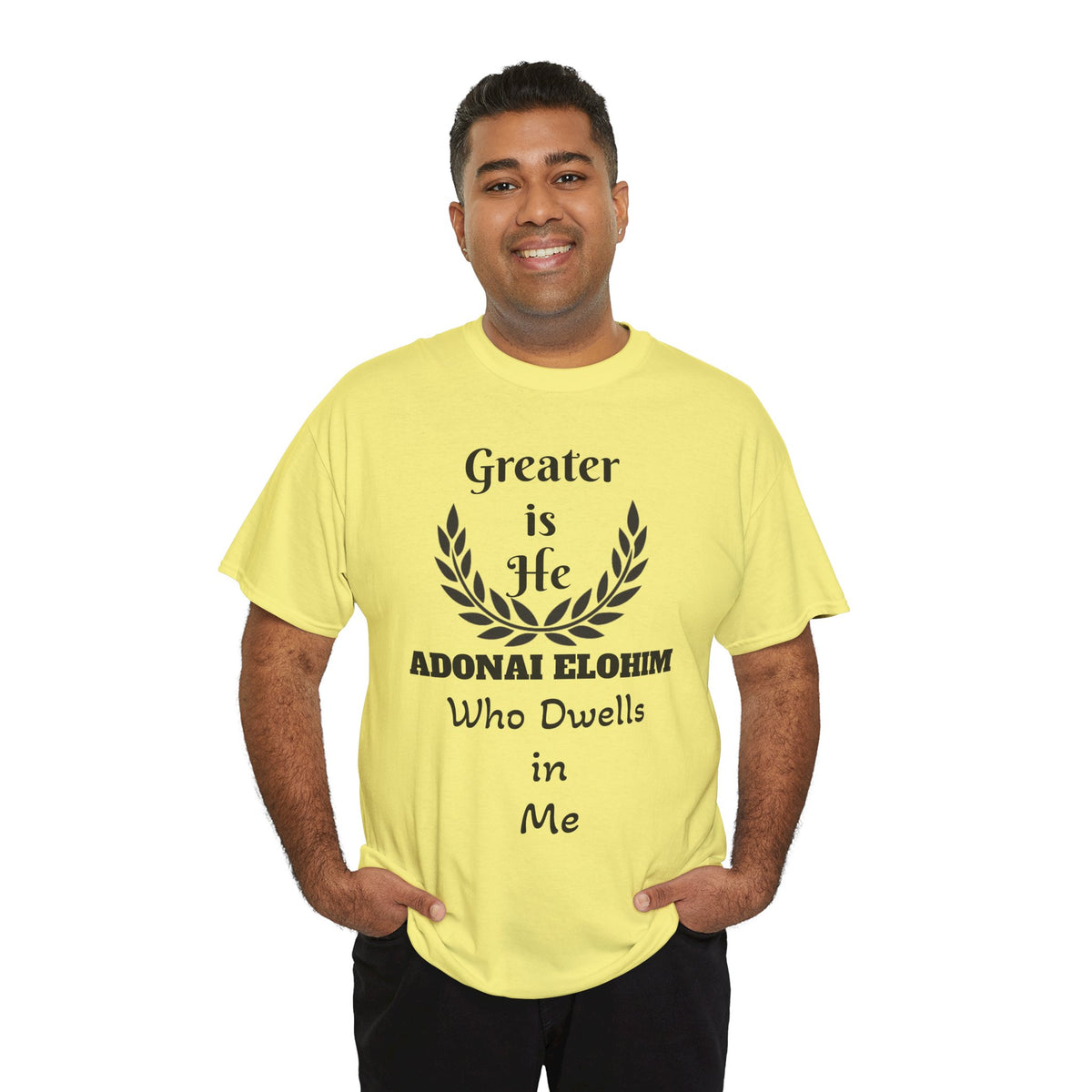 Greater Is He Who Dwells In Me T-Shirt — Christian Faith Inspirational Tee