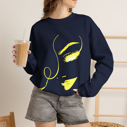 Minimal Gold Face Line Art Sweatshirt