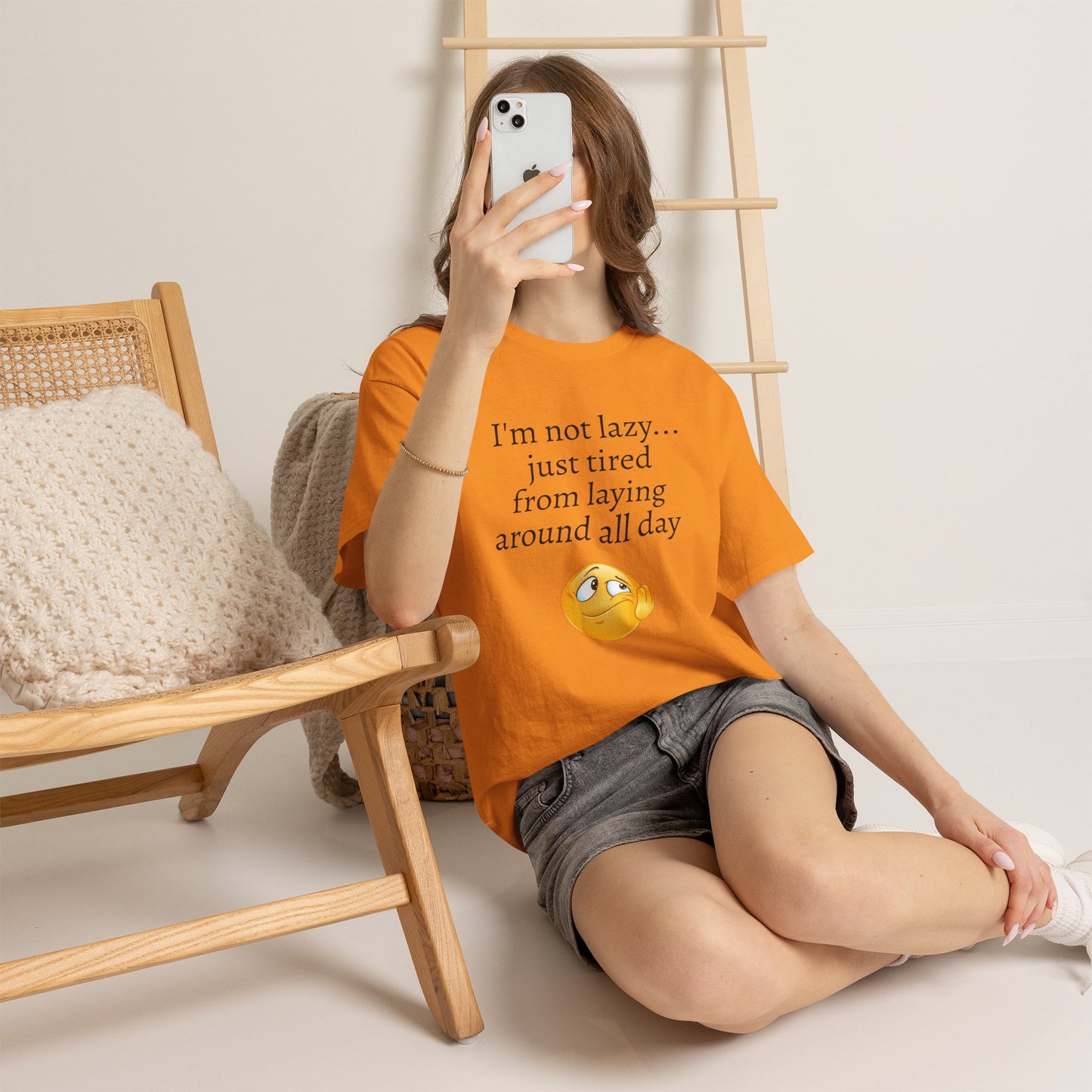 Funny "I'm Not Lazy" T-Shirt — Lazy Emoji Cotton Tee