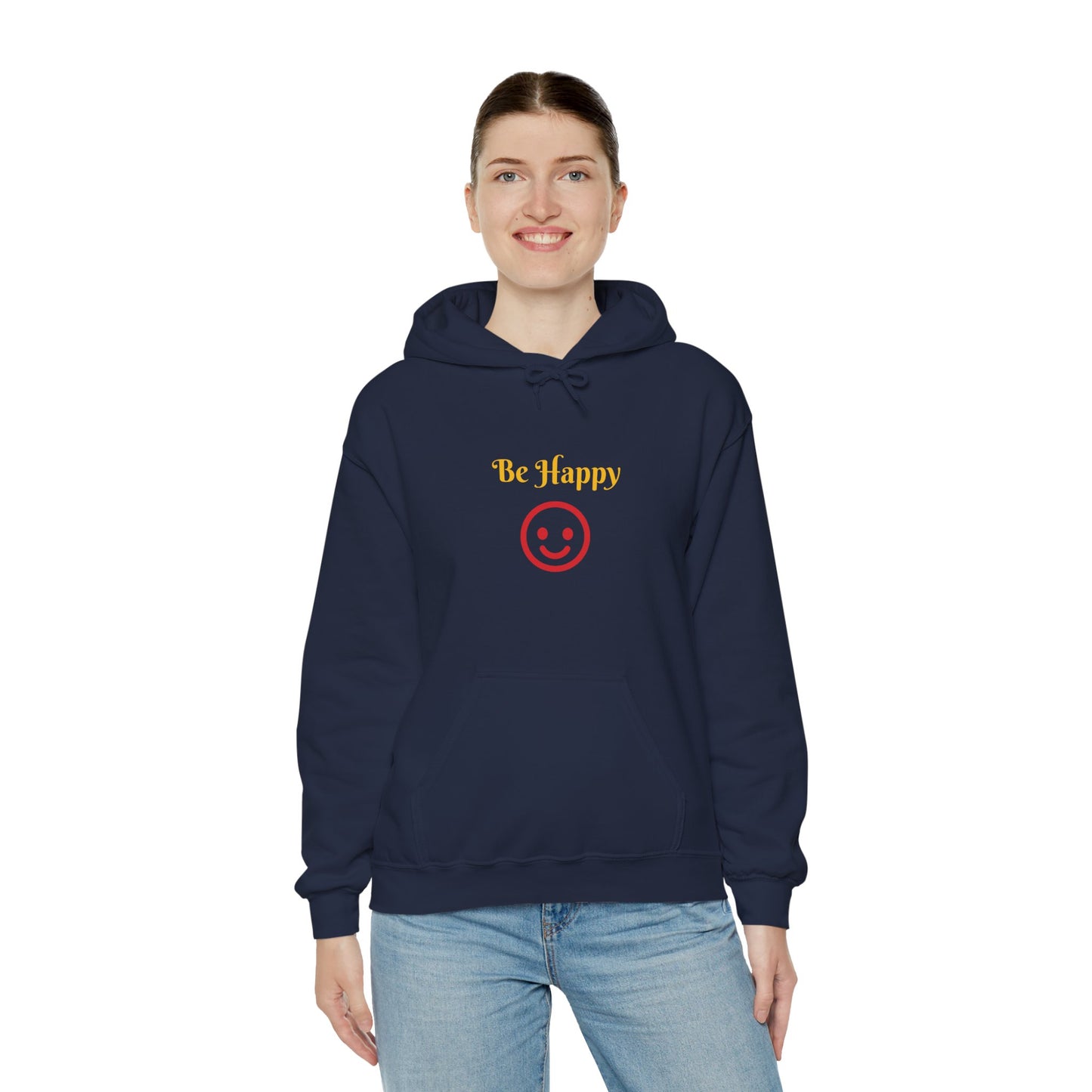 Be Happy Smiley Hoodie - Positive Message Graphic Sweatshirt