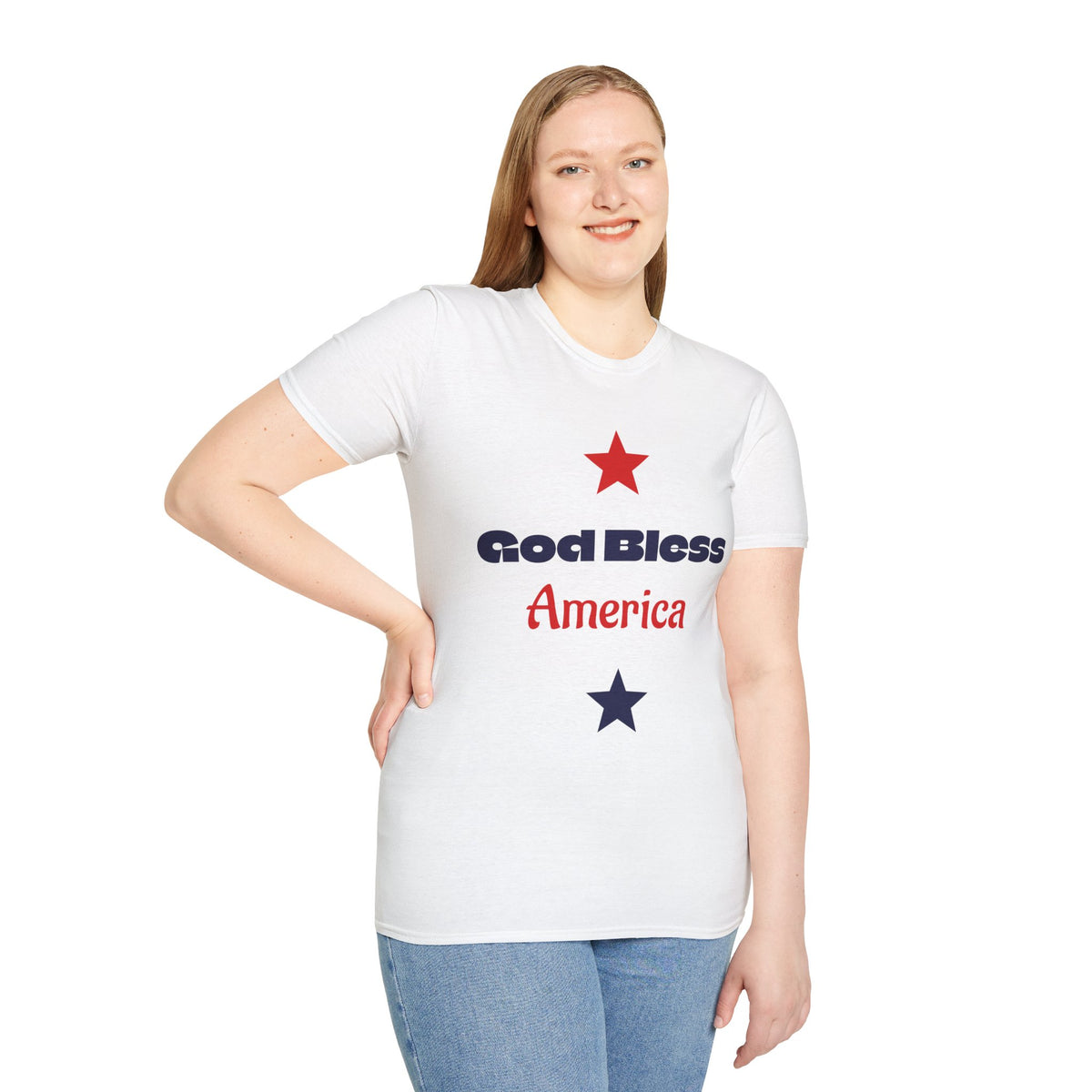 T-Shirt — "God Bless America" Patriotic Stars Tee