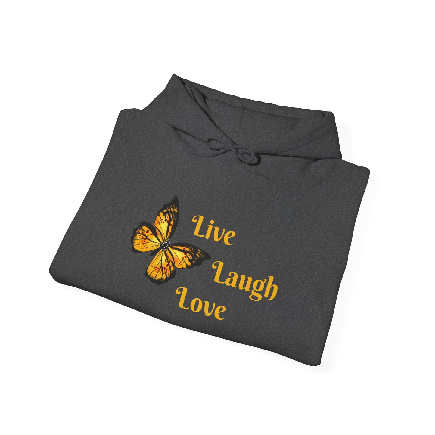 Butterfly "Live Laugh Love" Hoodie - Cozy Inspirational Graphic Sweatshirt