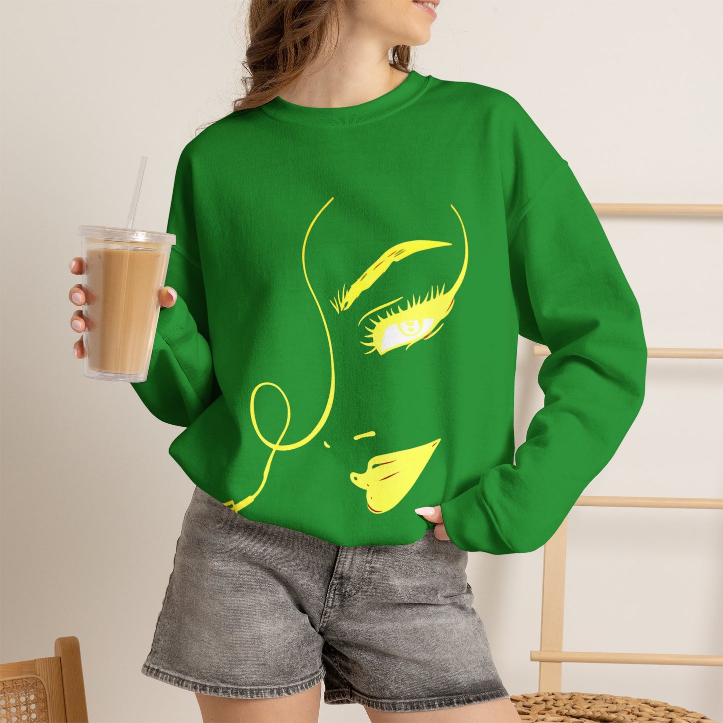Minimal Gold Face Line Art Sweatshirt