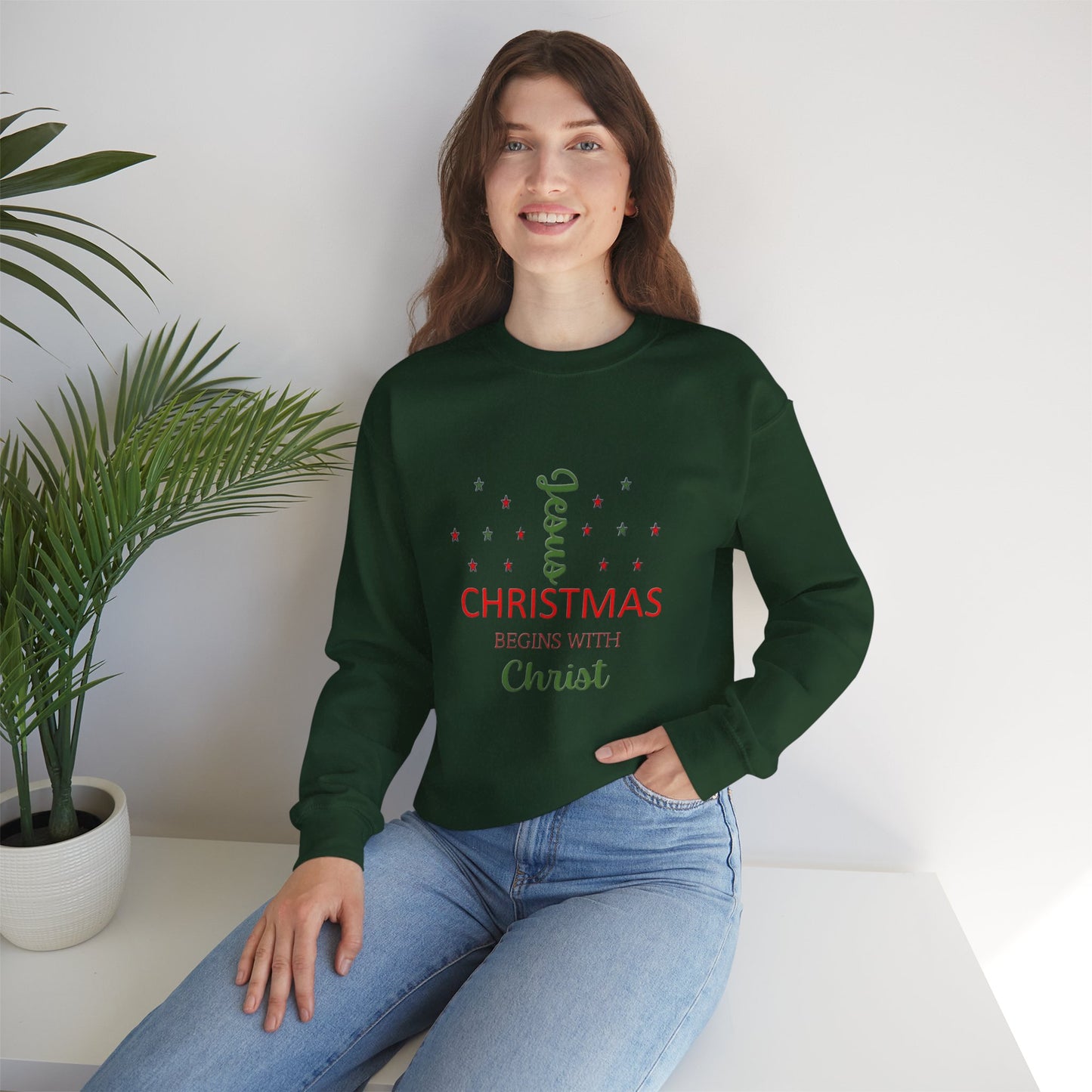 Christmas Begins With Christ Crewneck Sweatshirt