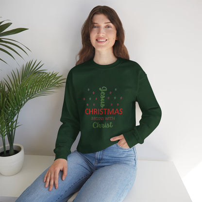 Christmas Begins With Christ Crewneck Sweatshirt