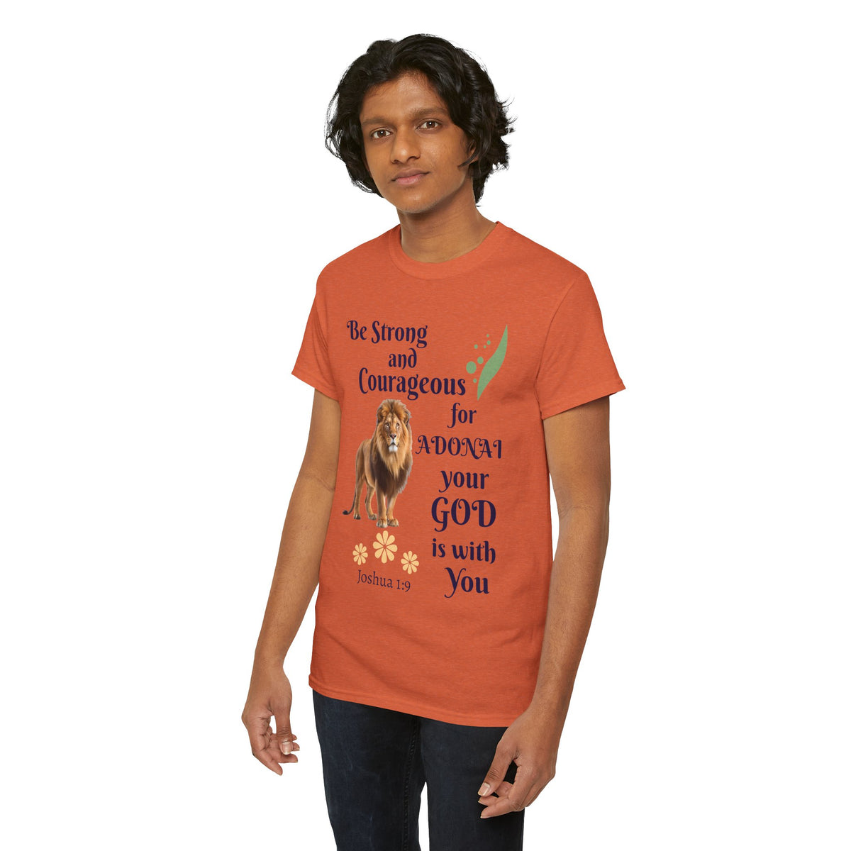 Lion Scripture Tee — "Be Strong and Courageous for Adonai" Joshua 1:9