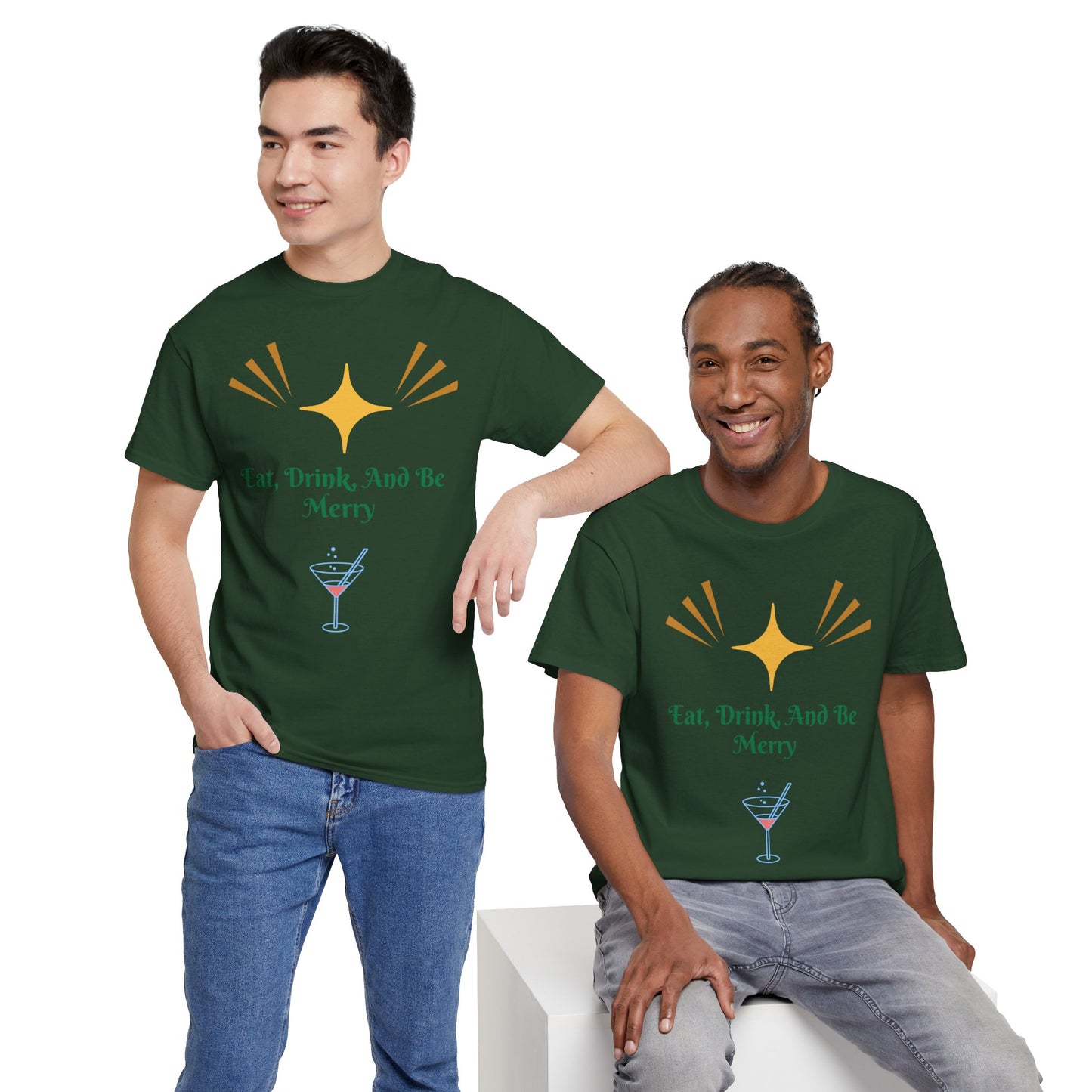 Eat, Drink and Be Merry T-Shirt — Festive Holiday Party Tee