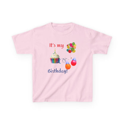Kids Birthday T-Shirt - "It's My Birthday!" Rainbow Cupcake & Balloons Tee