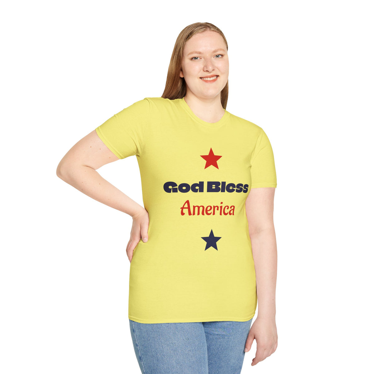 T-Shirt — "God Bless America" Patriotic Stars Tee