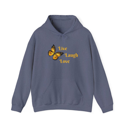 Butterfly "Live Laugh Love" Hoodie - Cozy Inspirational Graphic Sweatshirt