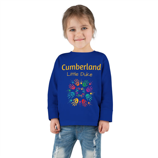Toddler Long Sleeve Tee - 'Cumberland Little Learners' Colorful Handprint Circle