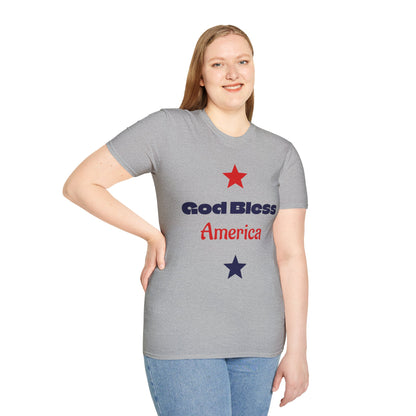 T-Shirt — "God Bless America" Patriotic Stars Tee