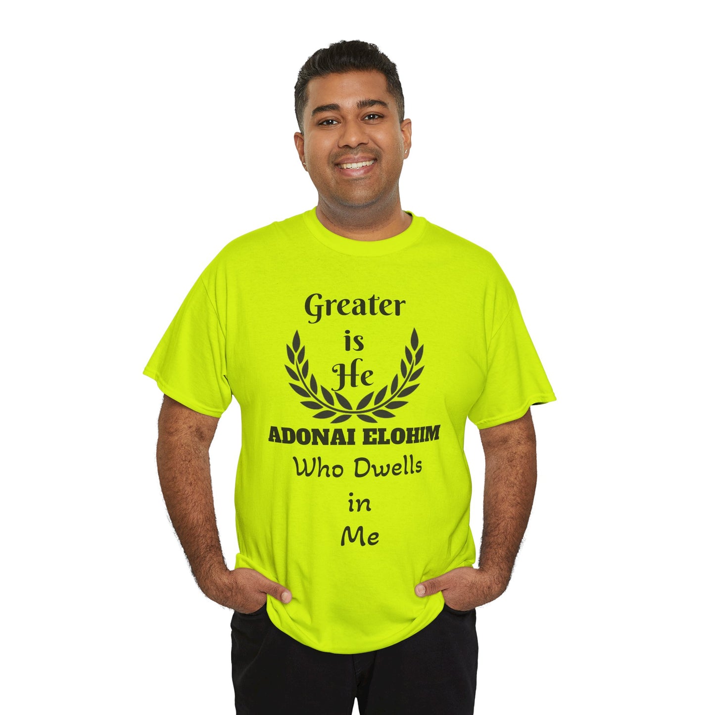 Greater Is He Who Dwells In Me T-Shirt — Christian Faith Inspirational Tee