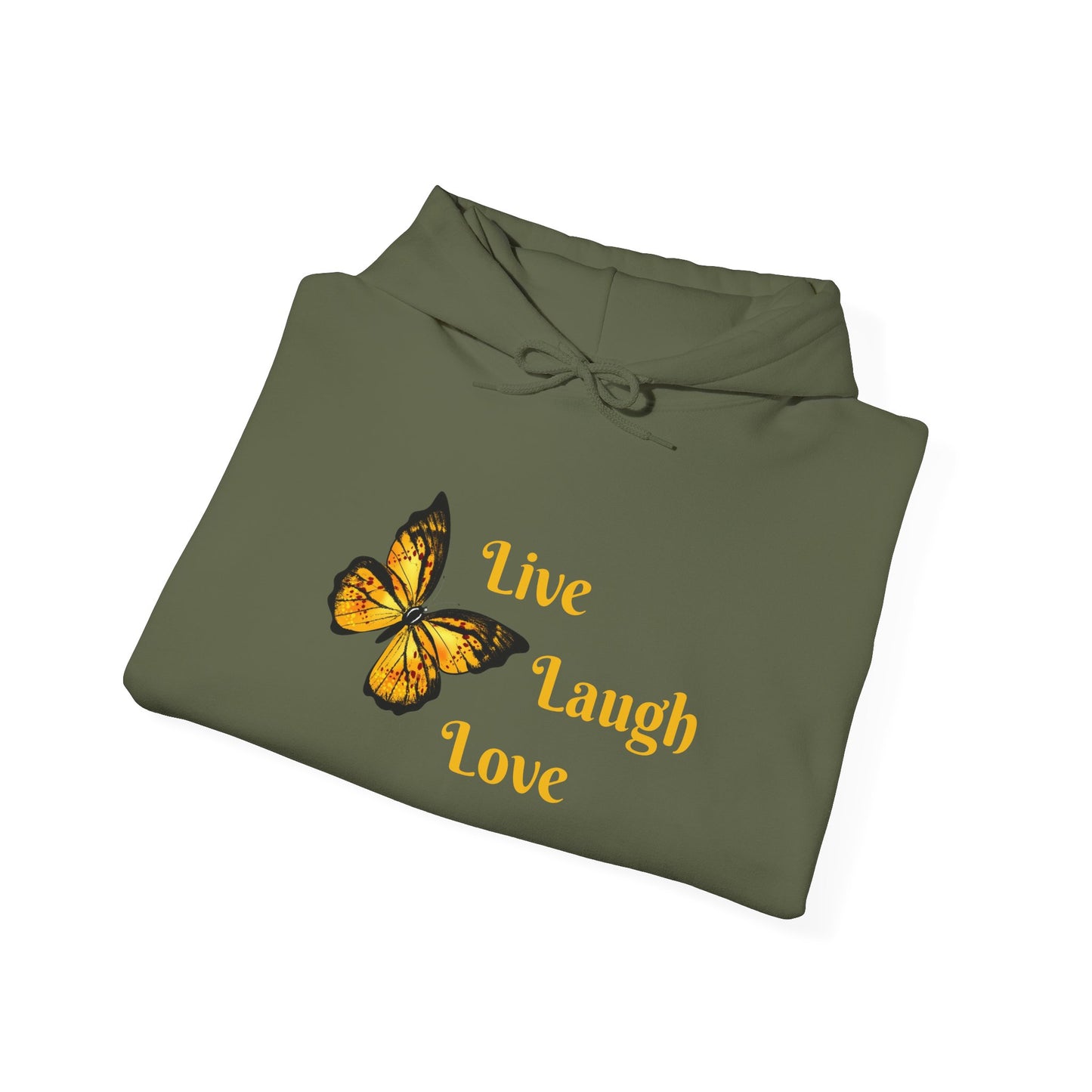 Butterfly "Live Laugh Love" Hoodie - Cozy Inspirational Graphic Sweatshirt