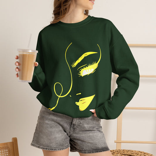 Minimal Gold Face Line Art Sweatshirt