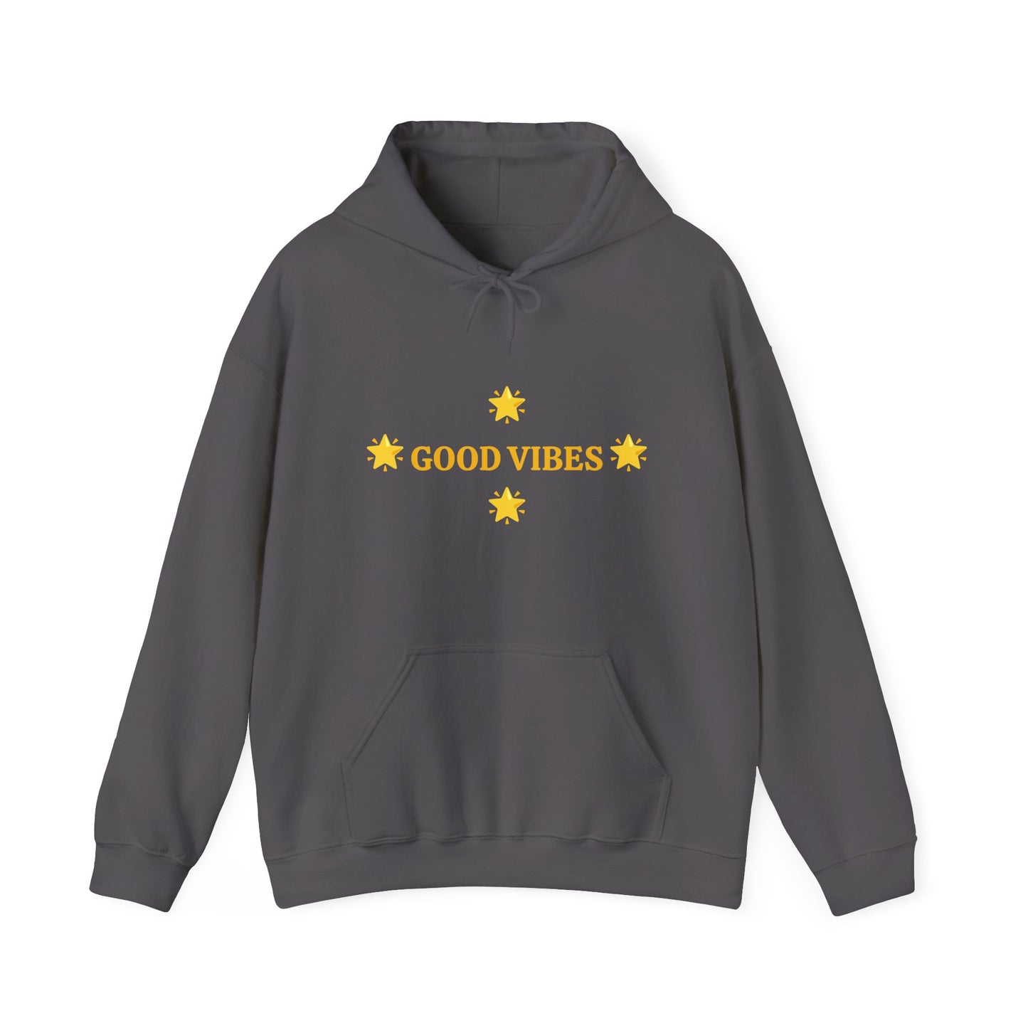 Good Vibes Hoodie — Minimal Yellow Stars Graphic Hooded Sweatshirt