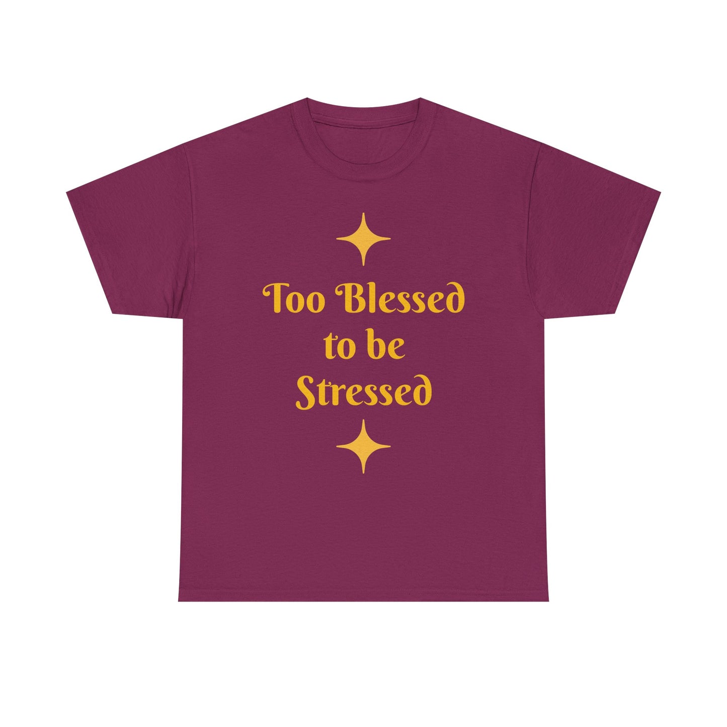 Christian Tee — "Too Blessed to be Stressed" / "Follow me while I follow Jesus"