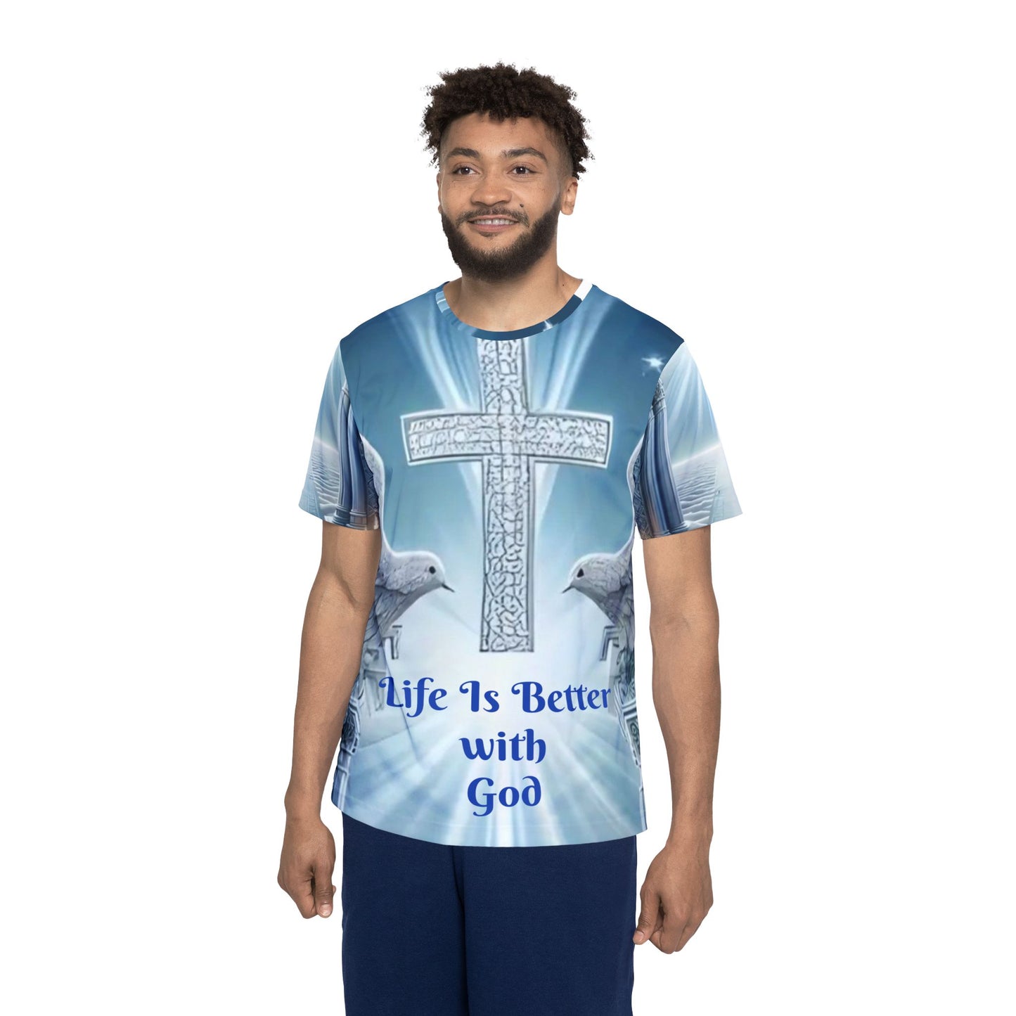 Christian Sports Jersey — "Life Is Better with God" All-Over Print