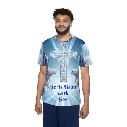 Christian Sports Jersey — "Life Is Better with God" All-Over Print