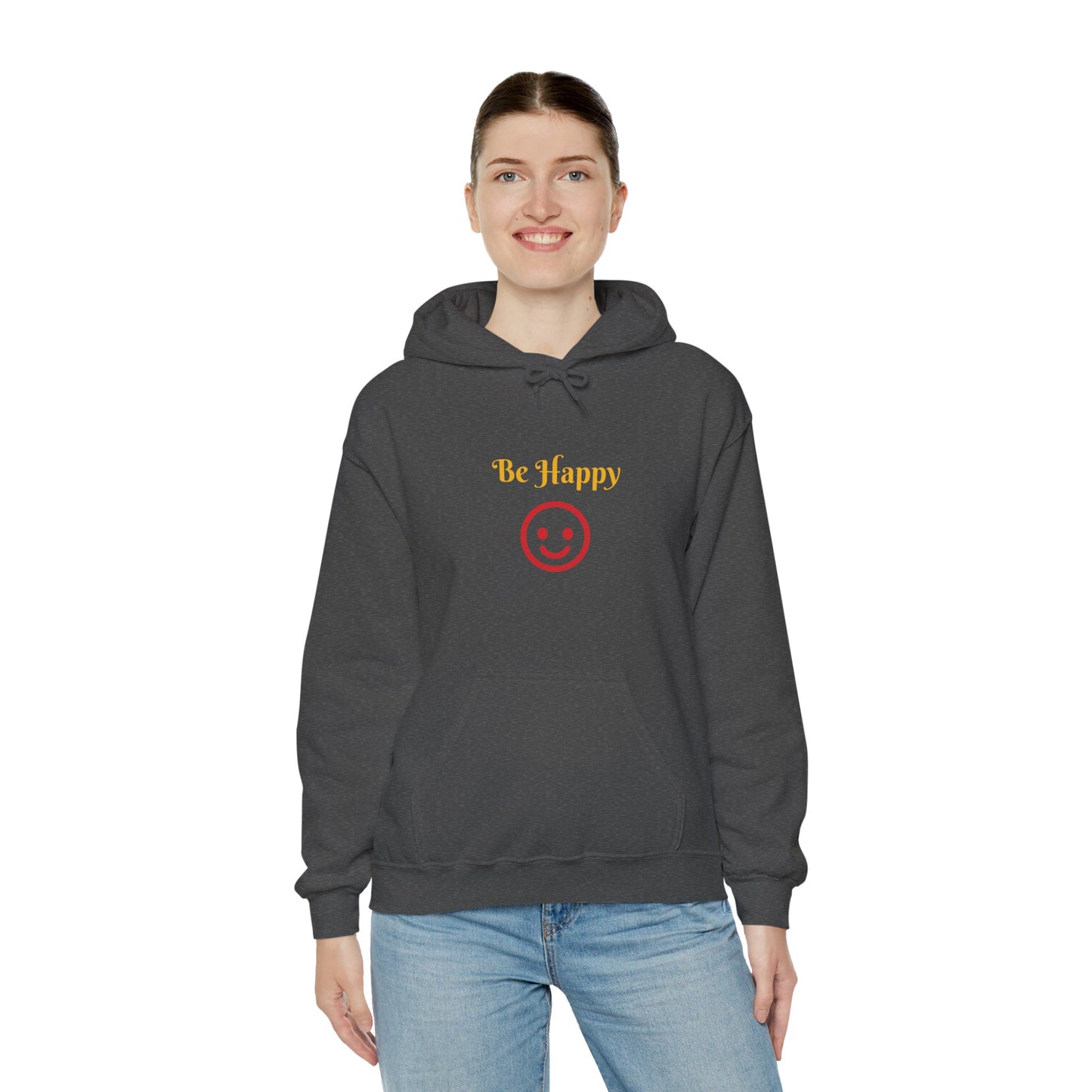 Be Happy Smiley Hoodie - Positive Message Graphic Sweatshirt