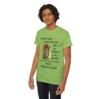 Christian Lion T-Shirt — "I Would Rather Stand with God" Faith Graphic Tee