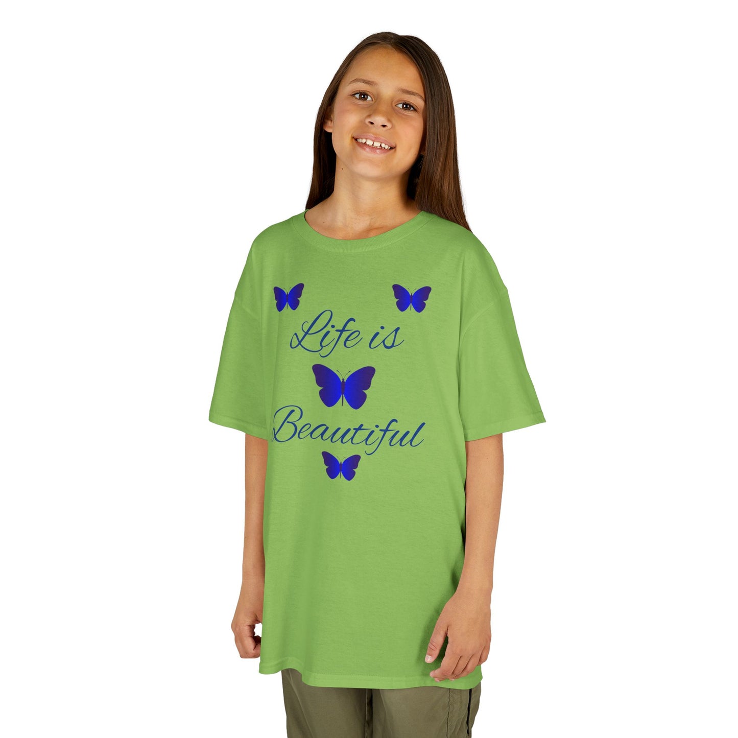 Kids T-Shirt — "Life is Beautiful" Blue Butterfly Tee