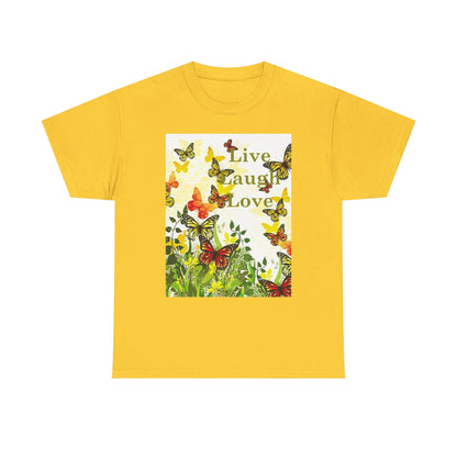 Live Laugh Love Butterfly T-Shirt — Floral Spring Garden Tee