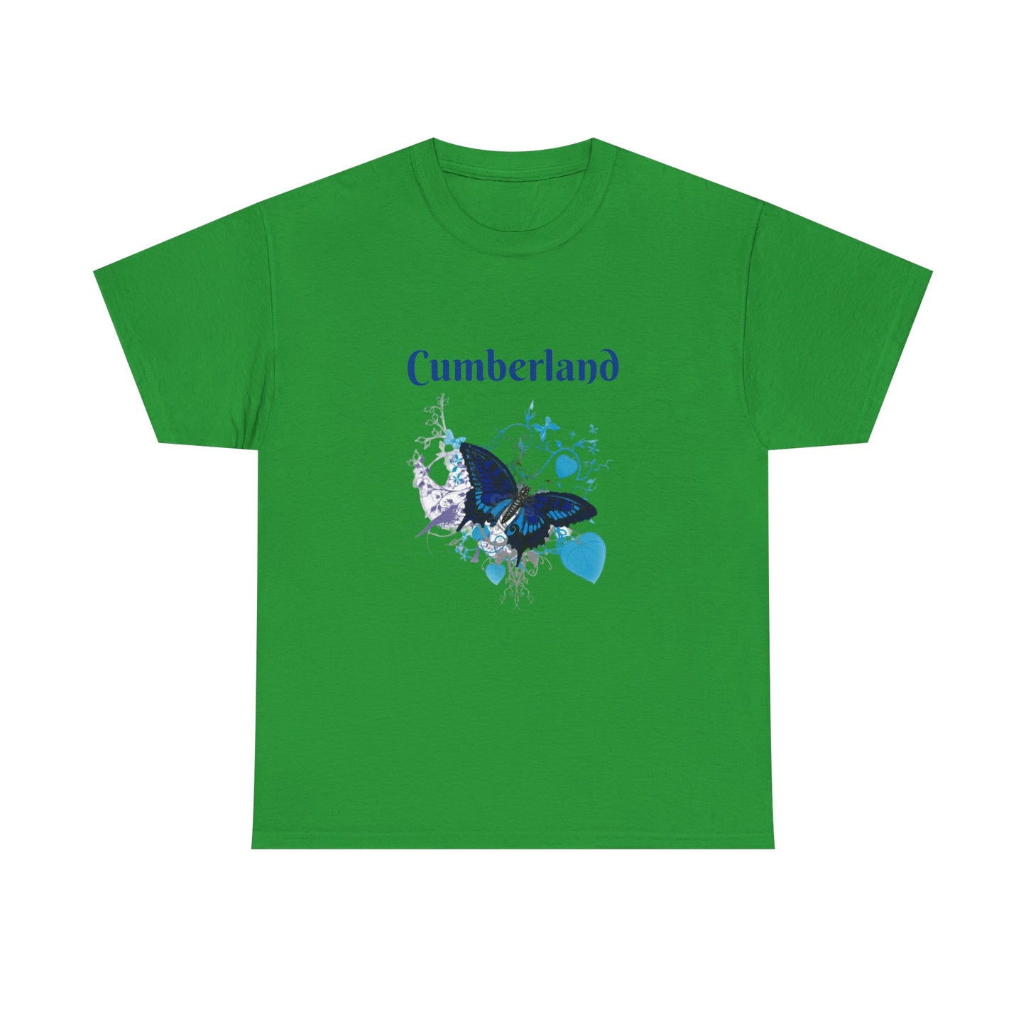 Cumberland Blue Butterfly Tee — Floral Heart Graphic T-Shirt