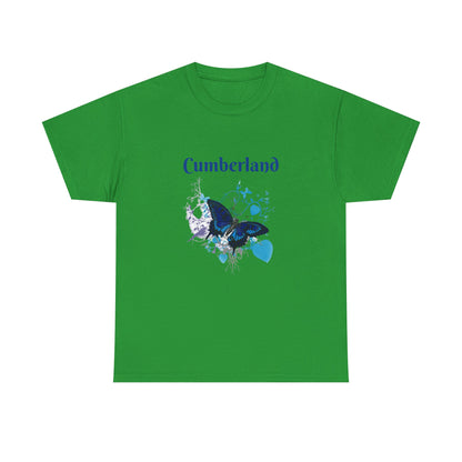 Cumberland Blue Butterfly Tee — Floral Heart Graphic T-Shirt