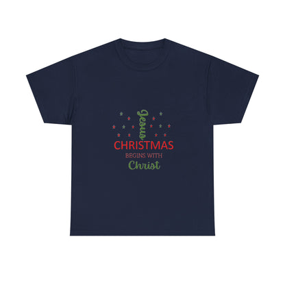 Christmas Begins With Christ Unisex Heavy Cotton Tee