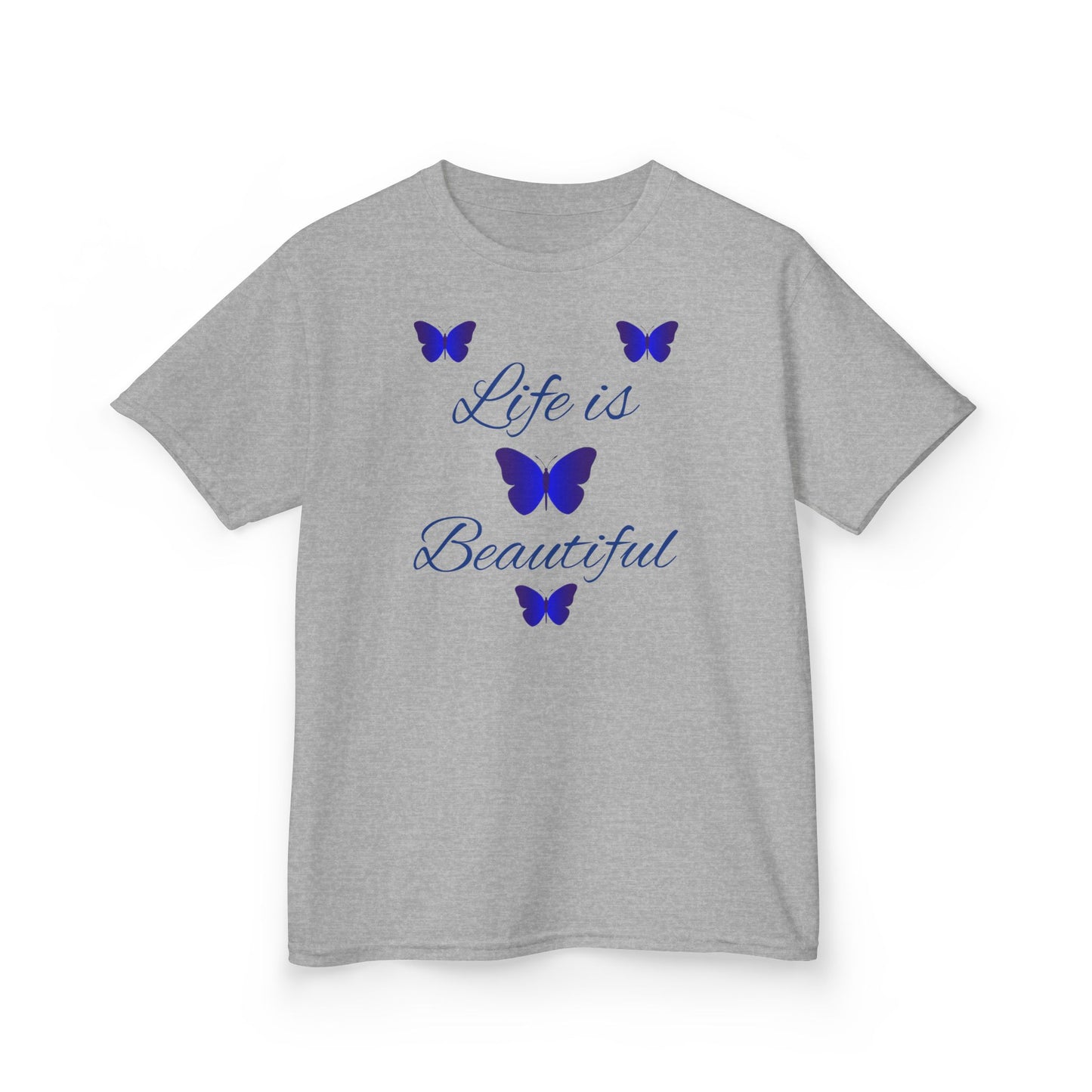 Kids T-Shirt — "Life is Beautiful" Blue Butterfly Tee